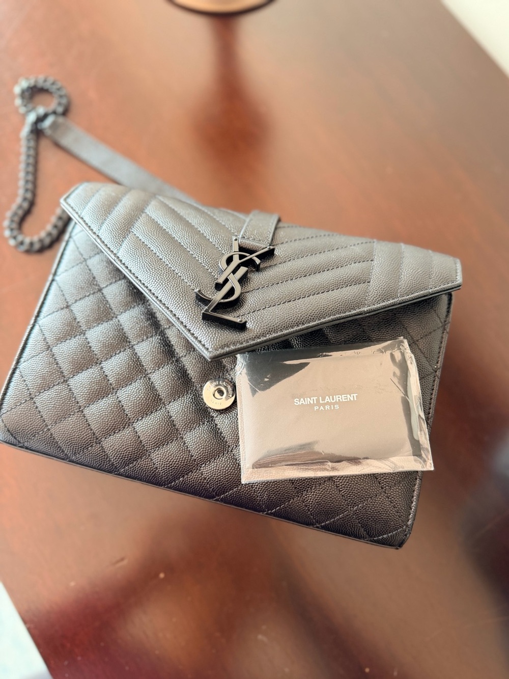 Saint Laurent Black Quilted Chevron Chain Shoulder Bag - Picture 4 of 4